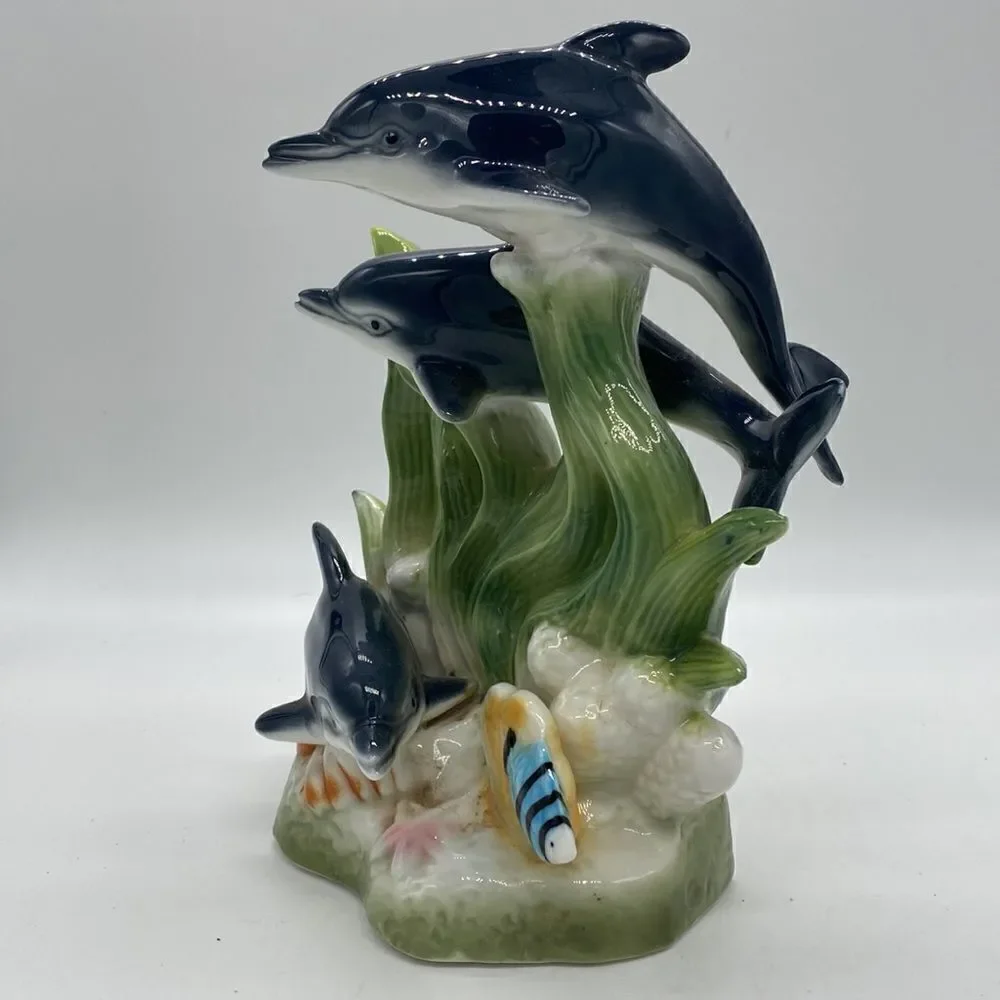 Vintage HETCO Ceramic Dolphin Figurine